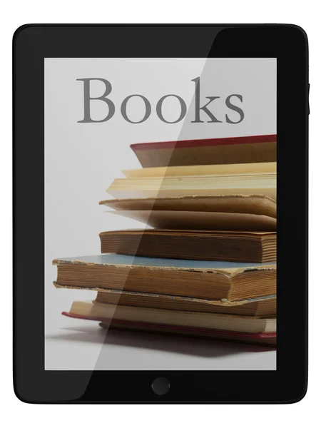 Generischer Tablet-Computer und Buch - Konzept der digitalen Bibliothek — Stockfoto