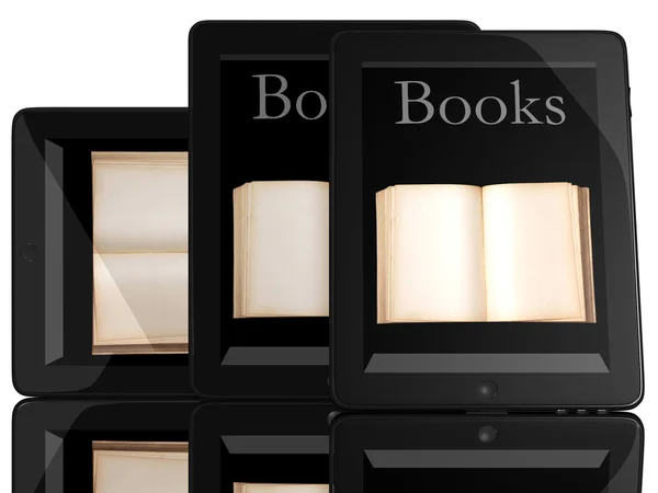 A tabletta pc számítógép és könyvek — Stock Fotó