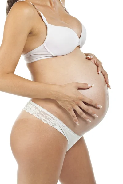 임신한 여자 들고 배 — 스톡 사진