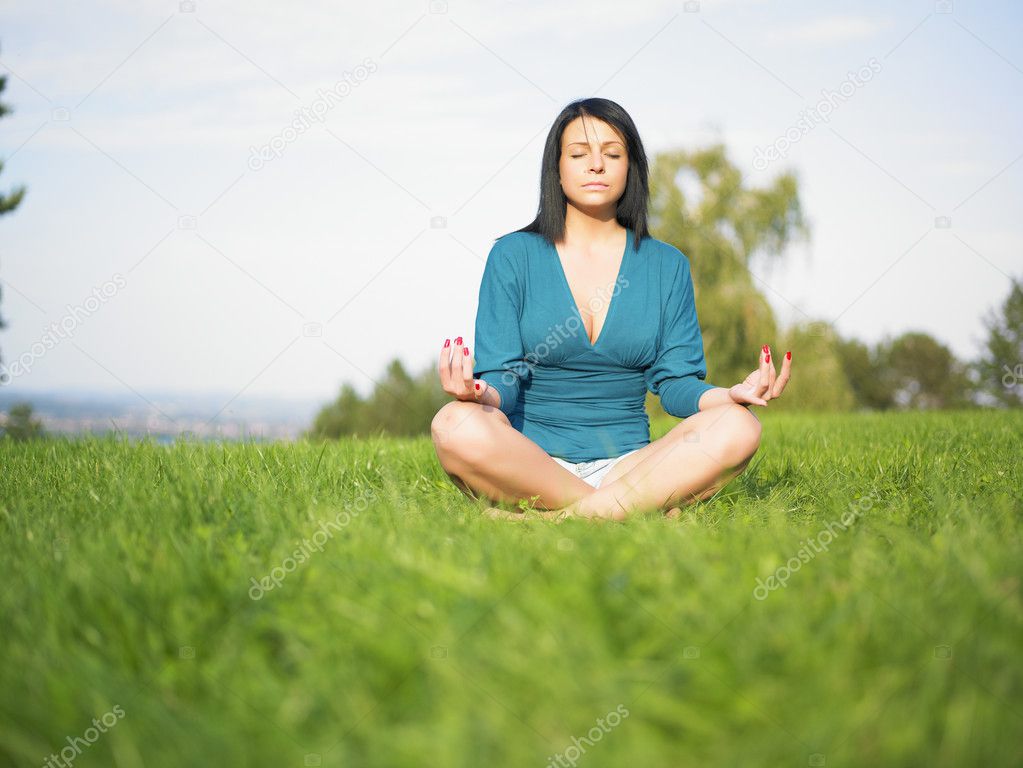 Yoga woman in park