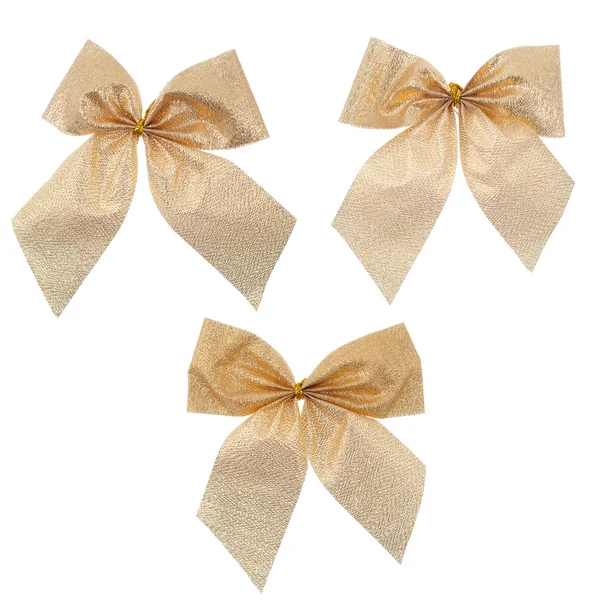 Three gift gold ribbon and bow — Stock Photo, Image