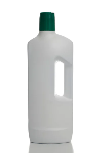 Botella de plástico blanco tapa verde —  Fotos de Stock