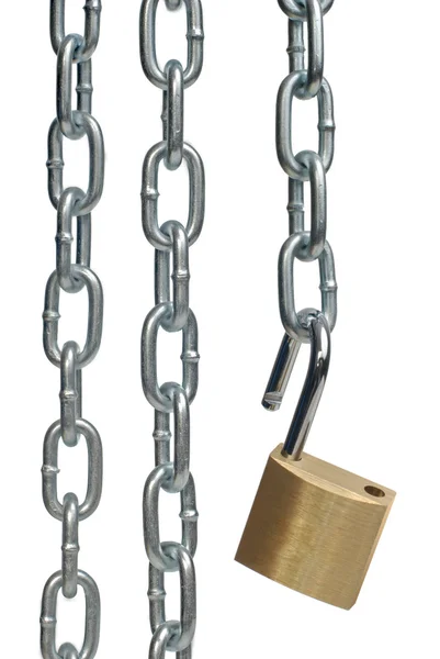 Open padlock and chains — Stock Photo, Image