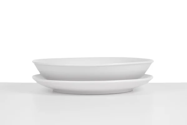 Boş beyaz seramik çorba tabağı — Stok fotoğraf