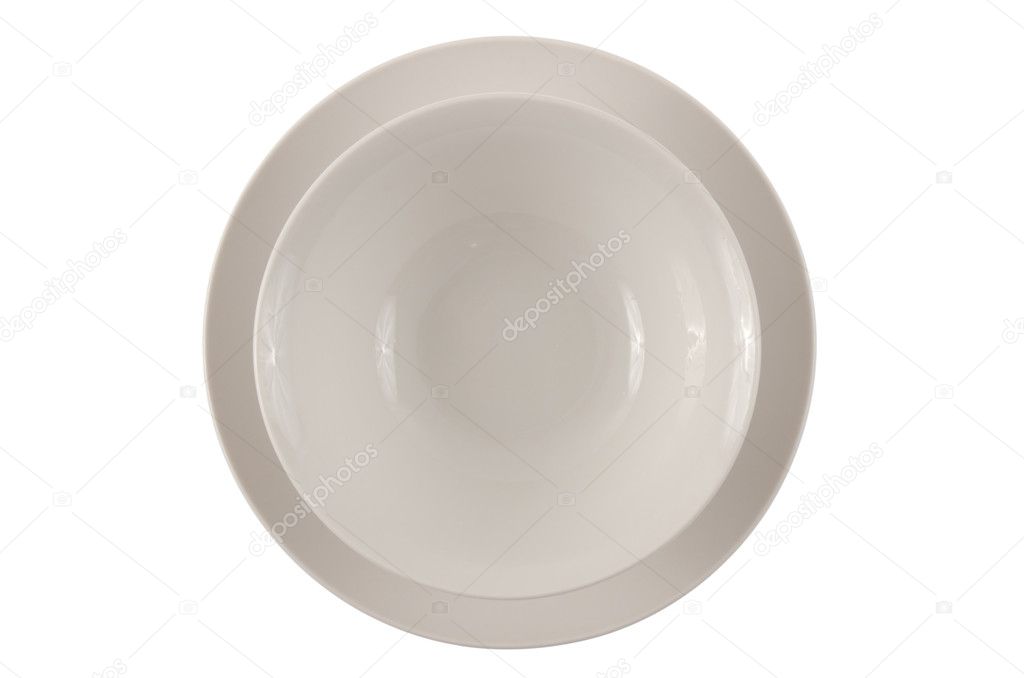 Round white plate and bowl