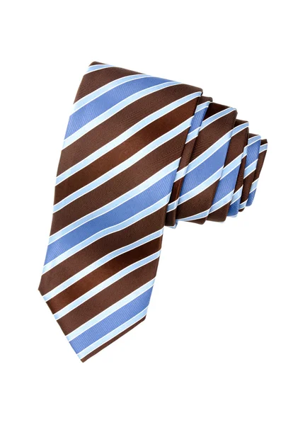 蓝色、 白色、 棕色条纹的领带 — 图库照片