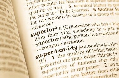 The word superior in the old dictionary clipart