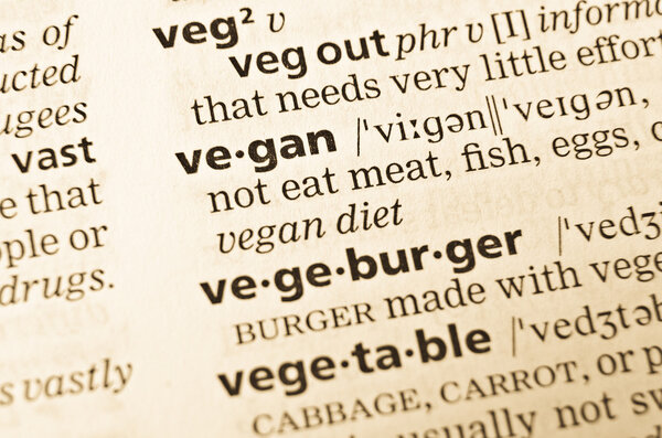 The word vegan in the old dictionary