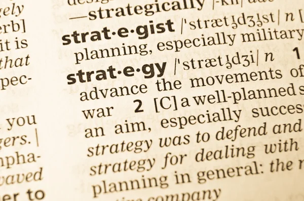 stock image The word strategy in the old dictionary