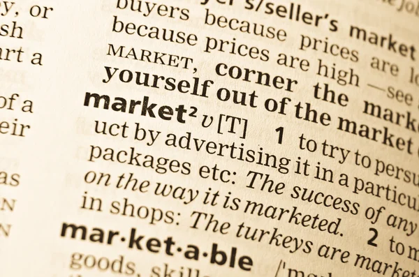 stock image The word market in the old dictionary