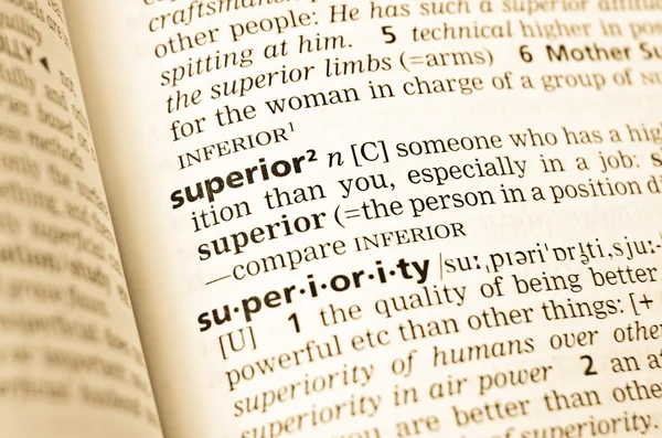 The word superior in the old dictionary — Stock Photo, Image