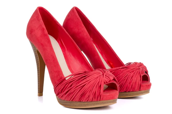Rode hoge hak vrouwen schoenen — Stockfoto