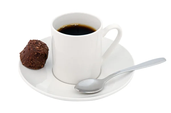 Чашка кофе и шоколадный сладкий — стоковое фото