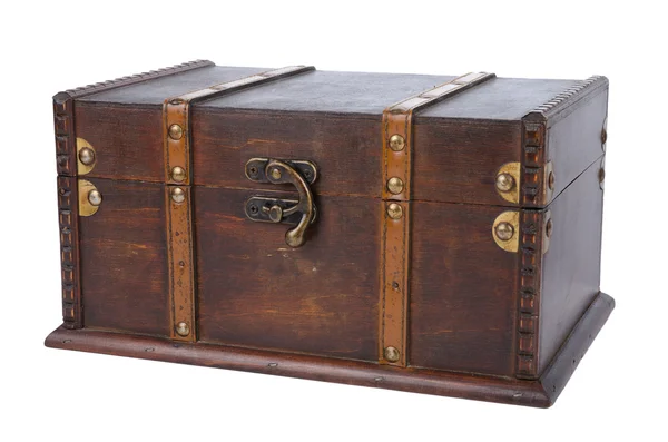 Closed antique wooden trunk — Stock Photo, Image