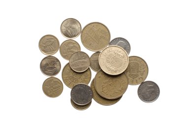Pile of old spanish coins clipart