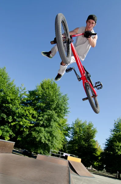 BMX Bike Stunt queue fouet — Photo