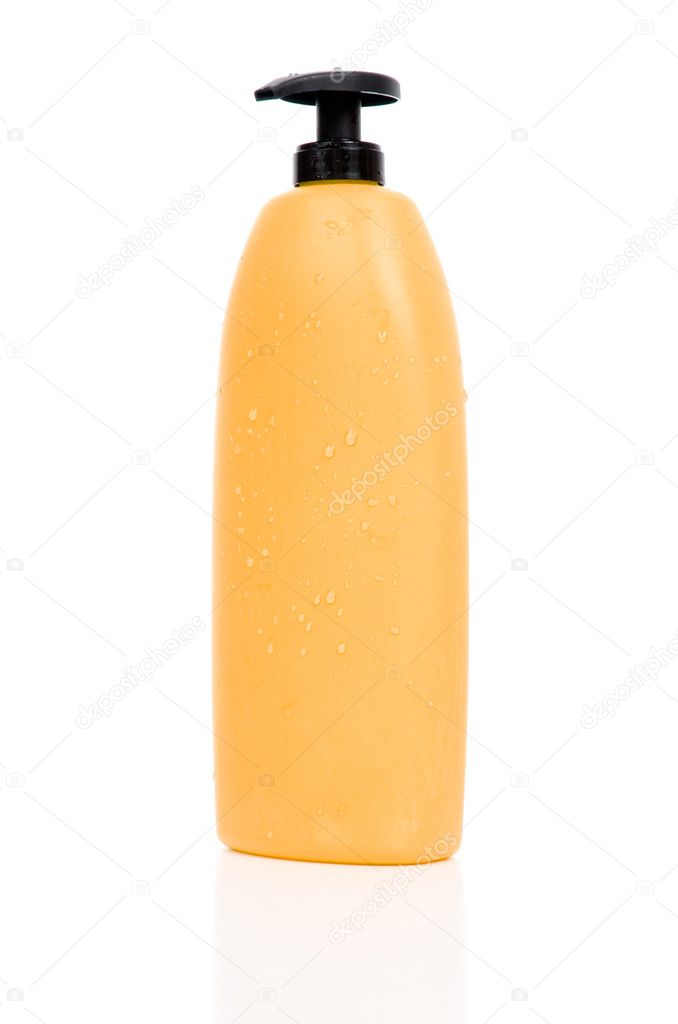 Yellow shampoo bottle — Stock Photo © homydesign 6250629
