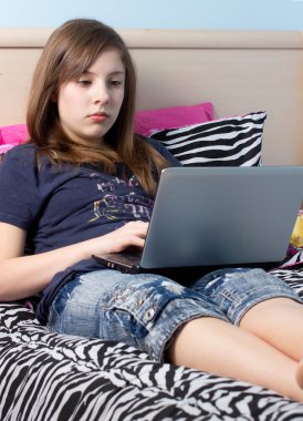 Girl on Laptop clipart