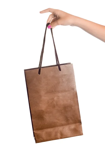Καφέ τσάντα για ψώνια — Φωτογραφία Αρχείου