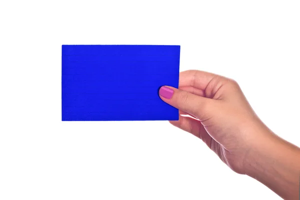 Mano con tarjeta azul —  Fotos de Stock