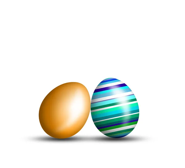 Beaux œufs de Pâques sur fond blanc — Photo