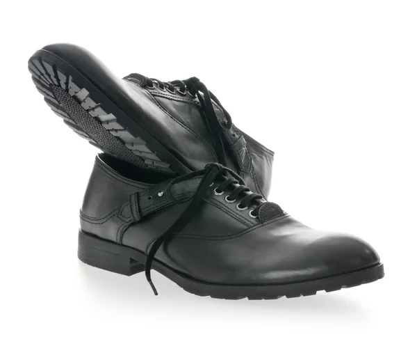 Černé Pánské kožené boty — Stock fotografie