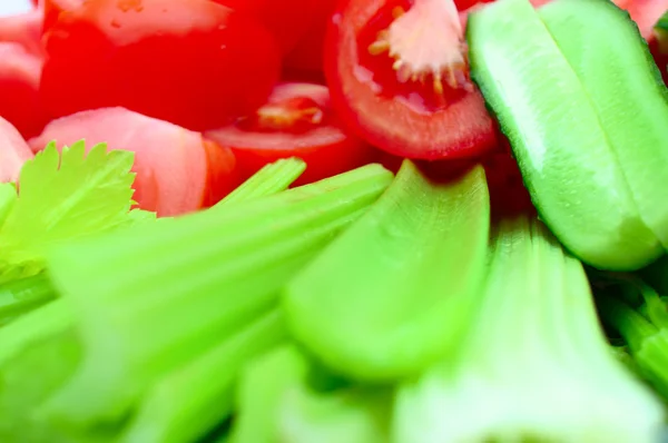 西红柿、 黄瓜、 生菜 — 图库照片