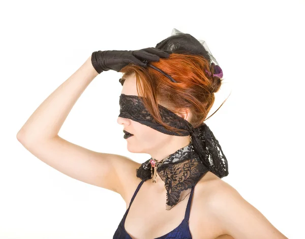 Girl blindfolded — Stock Photo, Image
