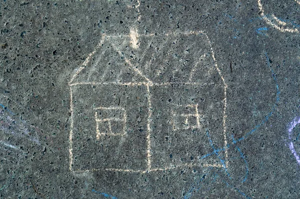 Desenho de criança em asfalto — Fotografia de Stock