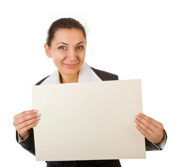 Young manager with a poster — Stock Photo, Image