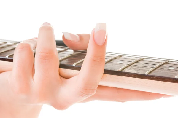 Manos y dedos con una guitarra — Foto de Stock