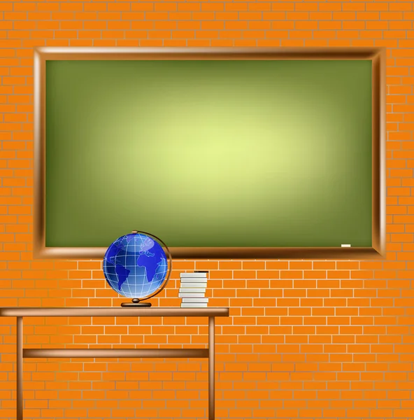 Lege school schoolbord op bakstenen muur — Stockfoto