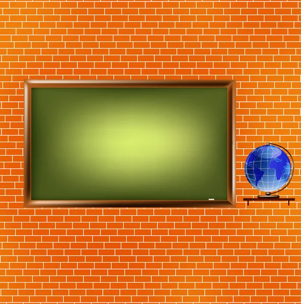 Lege school schoolbord op bakstenen muur — Stockfoto