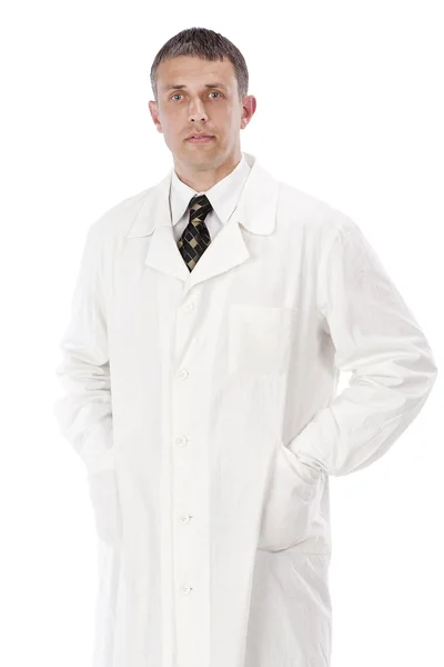Portrét doktor nad bílým pozadím — Stock fotografie
