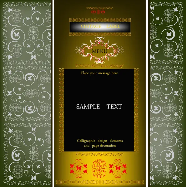 Étiquette décorative avec ornement oriental abstrait — Image vectorielle