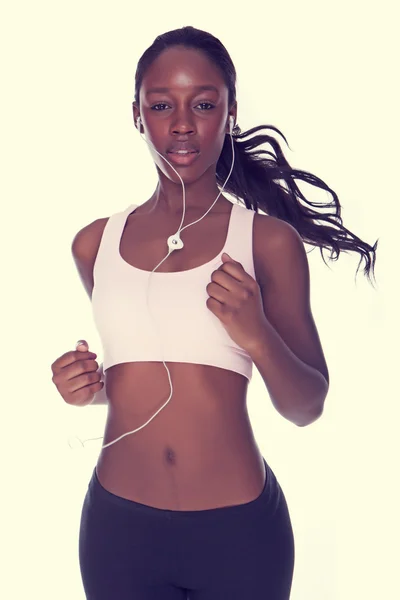 Fitness-Frau auf Weiß — Stockfoto