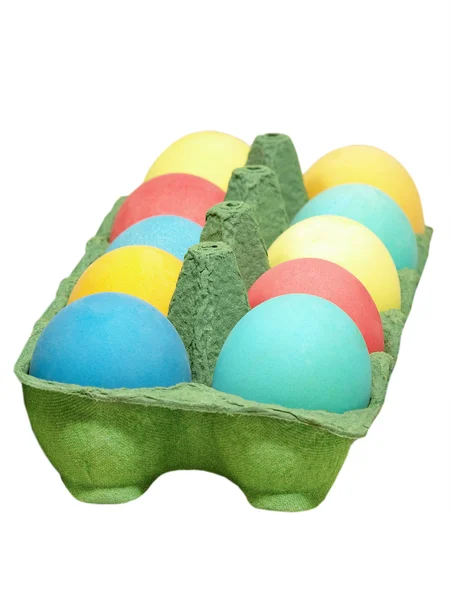 Easter eggs in a green pot. — Stock Photo, Image