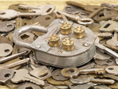 Lock and keys closeup. clipart