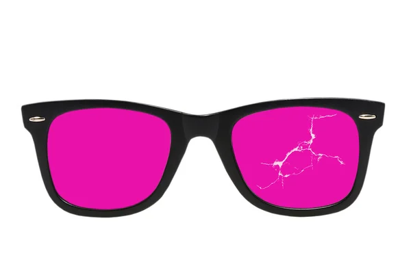 Pęknięte różowe okulary — Zdjęcie stockowe