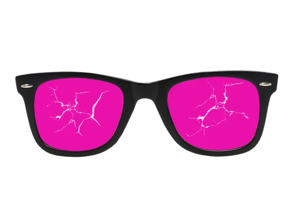 Cracked pink glasses. — Stock Photo, Image