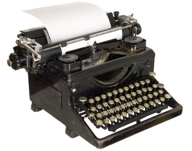 Vintage typewriter on white background clipart
