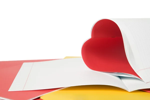 Opened book and heart shape — Stock Photo, Image