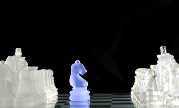 Chess game figures on black background — Stock Photo, Image