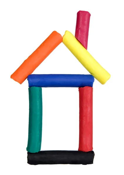 Casa divertida hecha de plastilina colorida — Foto de Stock