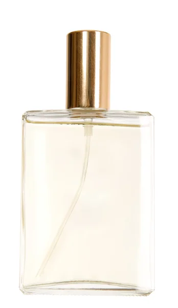 Garrafa de perfume com cortiça dourada — Fotografia de Stock
