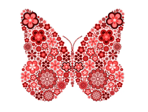 Papillon fabriqué à partir de nombreuses fleurs différentes — Photo