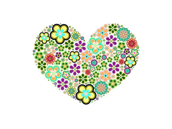 Heart made from many various flowers — Stock Photo, Image