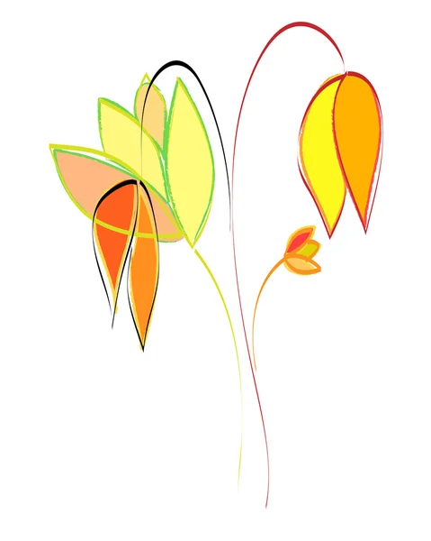 Krásné, ručně nakreslit květinu s úžasnou květy — Stock fotografie