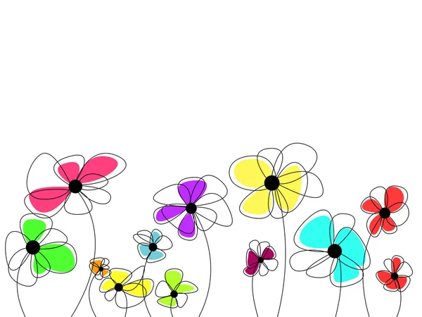 神奇色彩鲜艳盛开的美丽鲜花 — 图库矢量图片