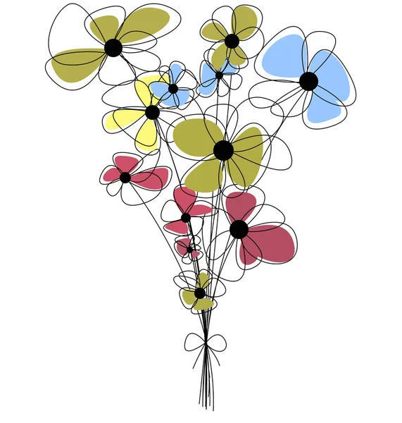 Bellissimo bouquet di fiori con fiori sorprendenti — Vettoriale Stock